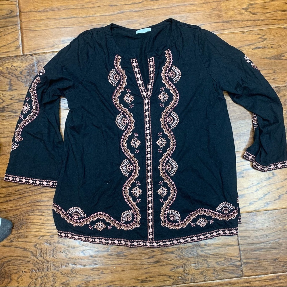 J. Jill whimsygoth dark Aztec‎ bohemian Embroidered Tunic
